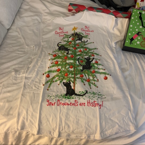 Oh Christmas Tree Cats Sleep Shirt White - Picture 4 of 7